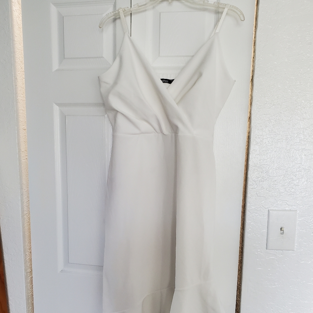 Asymmetrical White Cocktail Dress